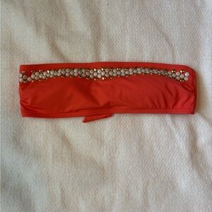 Michael Kors Red Embellished Swim Top